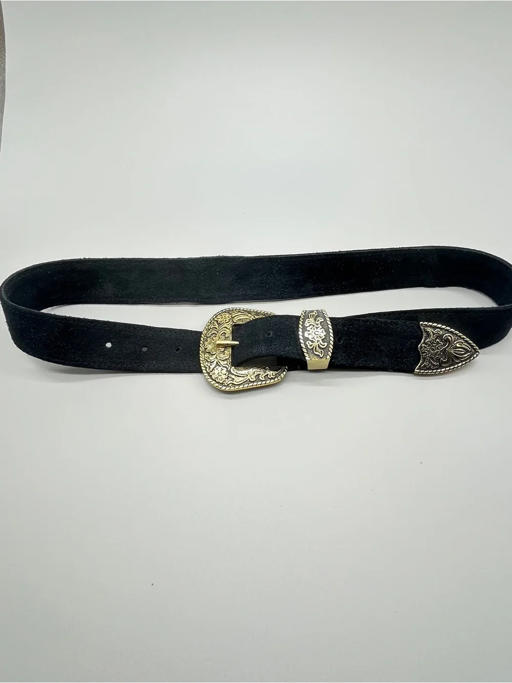 Free People Black Rock Western Belt. Soft black suede leather. Size Sm/M 30-36.
